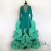 Spring Green Делюкс Туалетный люкс вниз Lingerie Nightgown Sleepwear пижам женских халатов халата Ночное Lounge Wear