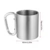 220ml exterior Aço Inoxidável Caneca para campismo Taça Carabiner Aluminium Hook Copo De Vinho Duplo