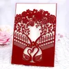 2020 Elegant Red Laser Cut Wedding Invitations Cards Hollow Heart Rose for Engagement Birthday Bridal Shower Invites