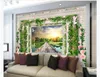 Customized 3d mural wallpaper photo wall paper Fantasy flower vine European Roman column boardwalk beautiful landscape background mural
