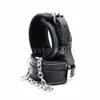 Black Real Leather Gag Collar Handcuffs Ankle Cuffs Whip Kit BONDAGE Restraints A675