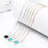 3PCS/LOTS Square Pendant 316L Stainless steel Blue/Black Stone in White/Rose Gold/Gold plate Chain Pendant necklaces OL jewelry