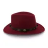 Kobiety Mężczyzna Wełna Filtu Western Cowboy Kapelusze Szerokie Brim Jazz Fedora Trilby Cap Panama Style Karnawał Kapelusz Floppy Cloche Cap