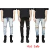 Free Shipping Men Hi-Street Slim Fit Ripped Jeans Mens Distressed Denim Joggers Knee Holes Washed Destroyed Jeans