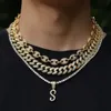 Ny mode personlig 18k guld bling diamant kursiv A-Z första bokstäver anpassade namn hängande halsband DIY brev smycken för par