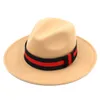 Fashion-Vintage Unisex Wool Blanda Panama Hat Jazz Outdoor Wide Brim Sombrero Godfathefedora Hattar Storlek 56-58cm