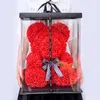 Rose Bear Teddy Bear med band Forever Artificiell Rose Anniversary Christmas Valentines Present