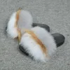 Real Fox Fur Slides Mix Colors Furry Sliders Women Ladies Fur Slippers Top Quality Retail/Wholesale DMD
