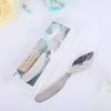 10pcs Chrome Leaf Butter Spreader with Gift box Wedding Favors Butter-Knife Christmas Home Party Gifts