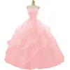 I più nuovi Sweet 16 Abiti da ballo rosa Abiti Quinceanera 2019 Perline di organza di cristallo Prom Pageant Debuttante Abito da sera formale Prom Party AL69