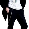 Мужчины брюки талия Клайки Винтажные черепа металлический хип -хоп скелет панк -скелетные брюки классные цепочки брюки Джинсы байкер -кошелек кольцо 269V