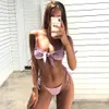 2019 Hisimple Sexy Israël Thong Bikini Dames Paars Badpak Push Up Bikinis Knot Front Badpak Bandage Biquini Summer Beachwear