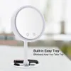 LED Makeup Mirror with LED Light Vanity Mirror 10X Magnifying Mirror with Fan 180 Rotation Table LED Light Tools