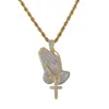 Mrożone modlitwę Naszyjnik wiszący ręcznie z męską/kobietą złoty kolor srebrny kolor hip -hopowy łańcuch biżuterii na prezenty3612287