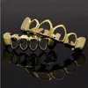 Hip Hop Teeth Grillz Hollow Top Bottom Fangs Bottom Grillz Set Vampire Grills Sets Gold Bling Hollow Bloodsucker Tooth Caps6050094