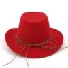 2019 Fashion Women Man Wool Feel Western Cowboy Hats Wide Brim Jazz Fedora Trilby Cap Panama Style Carnival Hat Floppy Cloche Cap2661184