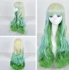 Perruque livraison gratuite chaude Lolita Harajuku dégradé vert blanc 70 cm de long cheveux bouclés COSPLAY Party perruques
