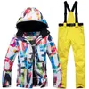 Novo terno de esqui quente grosso feminino à prova dwindproof água à prova vento esqui e snowboard jaqueta calças conjunto feminino trajes neve ao ar livre wear6665087