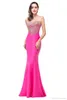 Robe de Soiree Billiga Prom Klänningar Sexiga Mermaid Sheer Jewel Neck Appliques Ärmlös Lång Formell Kvällar CPS262