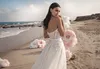 Bohemian Mermaid Modest Wedding Dresses Tulle Lace Applique Beads Crystal Formal Dress Detachable tail Strapless Sweep Train Bridal Gowns