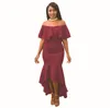 Fashion-Women's Dress 2019 Nya Simple Ruffled Dresses Fashion One-Shoulder Långkjol Multi-Färg Valfri Storlek S-XL