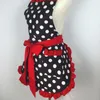 Keuken kookschort retro schattige slabib polka dot katoen schort pocket kanten dames keuken ober Koreaanse prinses overalls5107981