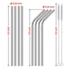 21.5cm Reusable Drinking Straw Stainless Steel Drink Straws Cleaner Brush Home Party Bar Accessories