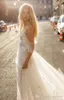 Newest Gali Karten A Line Wedding Dresses Spaghetti Lace Appliques Illusion Sexy Backless Boho Wedding Dress Bohemian Bridal Gowns