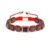 Bijoux de banle pour hommes de mode Véritable bracelet carré en cuir Stingray avec des bracelets de perles de pierre de pierre de pyrite naturelle 8x8 mm pour cadeau de vacances