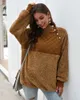 Dames Patchwork Pullover Hoodies Lange Mouw Rits Sherpa Sweatshirt Zachte Fleece Uitloper Herfst en Winter Tops Hoodie Jas Ljja3060