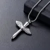 IJD12240 Stainless Steel Angel Wings Heart Cross Cremation Jewelry Pendant for Pet Human Memorial Ash Keepsake Necklace256r