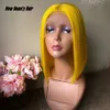Kylie Jenner Style Middle Part Short Blonde Lace Front Wig Brasilian 613 Korta Bob Paryk för svarta kvinnor Naturliga syntetiska peruker