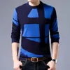 Wholesale-New Line Pull Mens Sweaters Casual Thick Male Pullover Sweater Slim Fit Men Clothes Jersey Sweter Man