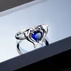 cristal azul Amor Anel Dolphin Simples Feminino Namorada bonito Jóias Dê moda jóias anéis pequeno presente de noivado