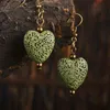 8 colors Lava Rock Heart shape Dangle Earrings Essential Oil Diffuser Natural stone Drop Ear Rings For women Fashion Aromatherapy Jewelry