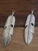Fashion Feather Pendant Halsband Antik Brons / Koppar Röd / Silver Tone / Antik Silver Feather DIY Charm 15x61mm 40PCS / Lot