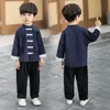 Ropa para niños Boys Hanfu Ropa de otoño Nuevo estilo de celebridad Retro Tang Button Camisa + Pantalones 4-120 años