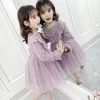 春の新しい子供女の子服プリンセスデニムドレス子供女の子のドレスパフスリーブレースドレス4-10年かわいいパーティー