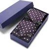 Cravatta classica da uomo intrecciata cravatta scozzese blu navy 3 "fazzoletto da taschino in seta 100% fazzoletto da matrimonio per feste gemelli cravatta set