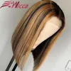 Pelucas de cabello humano Wicca Ombre 13X6 con encaje frontal, pelo de bebé liso Remy brasileño prearrancado, densidad 130 para mujeres