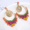 Fashion-New Ethnic Turkish Indian Style Gold Color Jhumka Resin Beaded Statement Long Earrings for Women Boho Party Jewelry Accessories