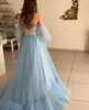 Sky Blue Bridal Dresses 2019 Latest A-line Backless Bohemian Country Wedding Dresses Lace Tulle beach Summer holiday robes de mariée