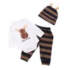 Neonati maschi vestiti per ragazze set 3 pezzi Lettera stampa maniche lunghe Top + pantaloni + cappello abbigliamento per bambini Completi per bambini set per bambini roupa