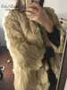 Women's Genuine Fur Coat Covered Button Women fashion Mid-Long jacket Lady Winter Warm Overcoats vest size Bust