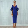 Adyce جديد الصيف النساء نادي vestidos فيرانو 2019 المشاهير حزب الأصفر الأحمر كشكش فراشة قصيرة الأكمام ميدي اللباس J190529