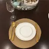 Nuevo Aislamiento térmico Mantelería de lino Estera de la mesa de la cocina Manteles redondos para bebidas Posavasos de paja naturales Taza de posavasos Accesorios de cocina