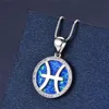 12 Collana con ciondolo fortunato della costellazione Collana con opale di fuoco blu in argento sterling 925 Glamour Regalo di gioielli con diamanti per la festa nuziale delle donne