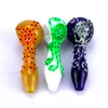 Glow in the dark glass hand pipes with Snowflake Bowl screens 4" Bubbler Water Pipe Oil Rig Spoon Smoking Water bong new arrival