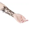 Fashion-Golden Women Hollow Out Fingerless Lady Long Lace Gloves