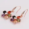 Hot Sales 18k Rose Gold Plated Women Flower Drop Earrings äkta österrikiska kristallmodeörhängen smycken för kvinnor